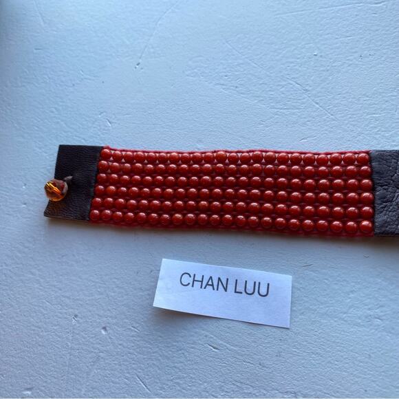 NWT Chan Luu Orange Beaded Brown Leather Bracelet - Picture 5 of 5
